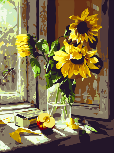 Sonnenblume Malen Nach Zahlen Diy Handgemalt Kit Für Anfänger Erwachsene Anfänger YM187